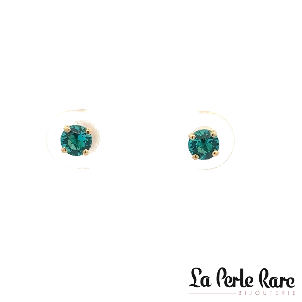 Bo fixes or jaune, zircons turquoises - 10123-4-DECEMB - Exclusivités