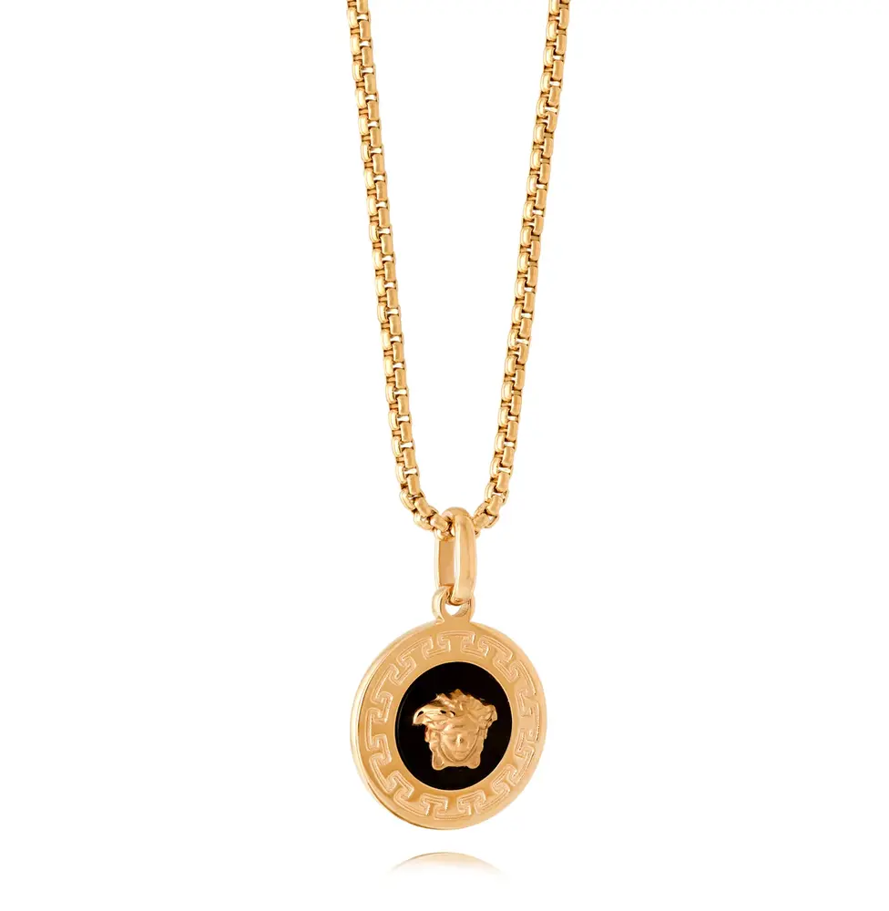 Pendentif style versace/medusa en acier inoxydable 2 tons (jaune/noir)