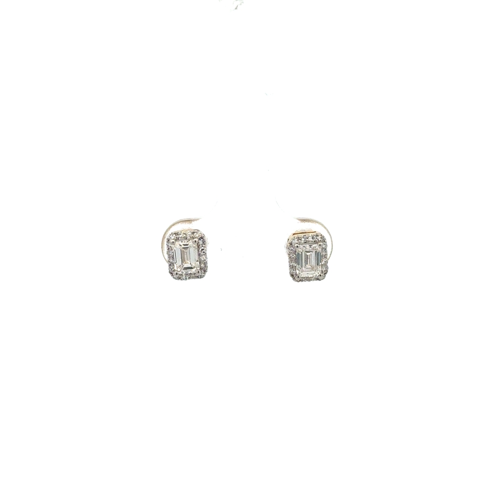 Boucles d’oreilles fixes en or jaune 10 carats avec 100 points de diamants de laboratoire au total