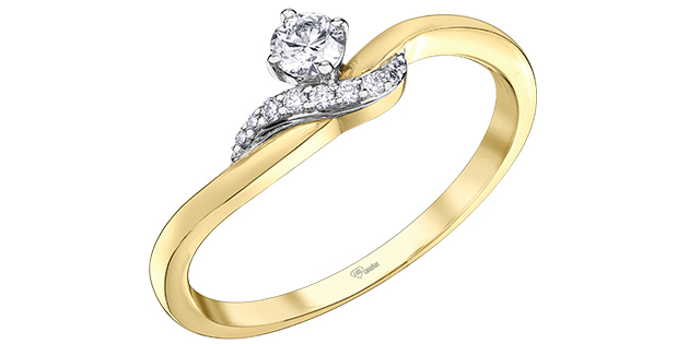 Bague or jaune 10 carats, 18 points de diamant total, certificat - AM554Y18 - Corona