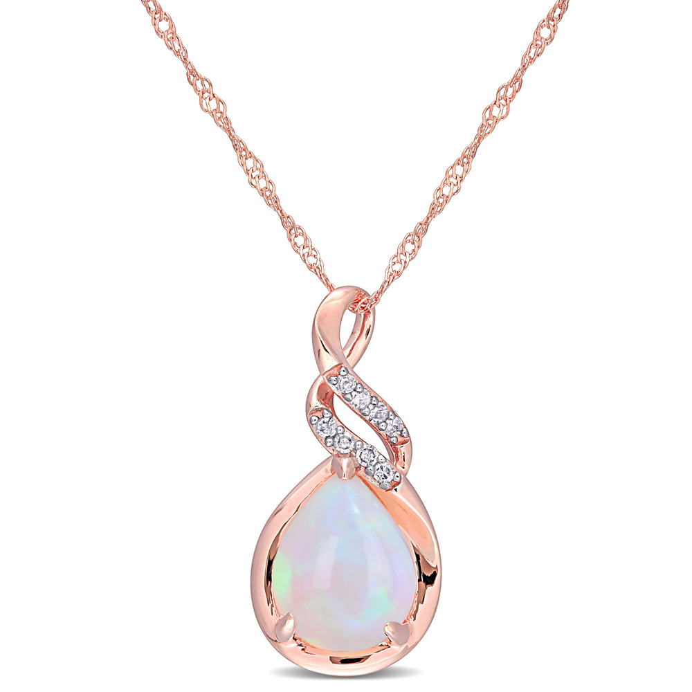 Pendentif or rose avec une opale de 120 points et 4 points de diamants total - FC2803-TGTV - Exclusivités