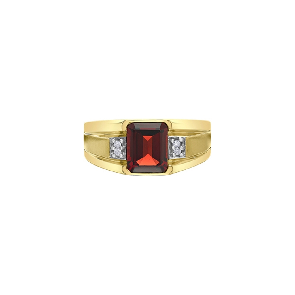 Bague chevalière or jaune grenat et diamants - DD825YGA - Corona