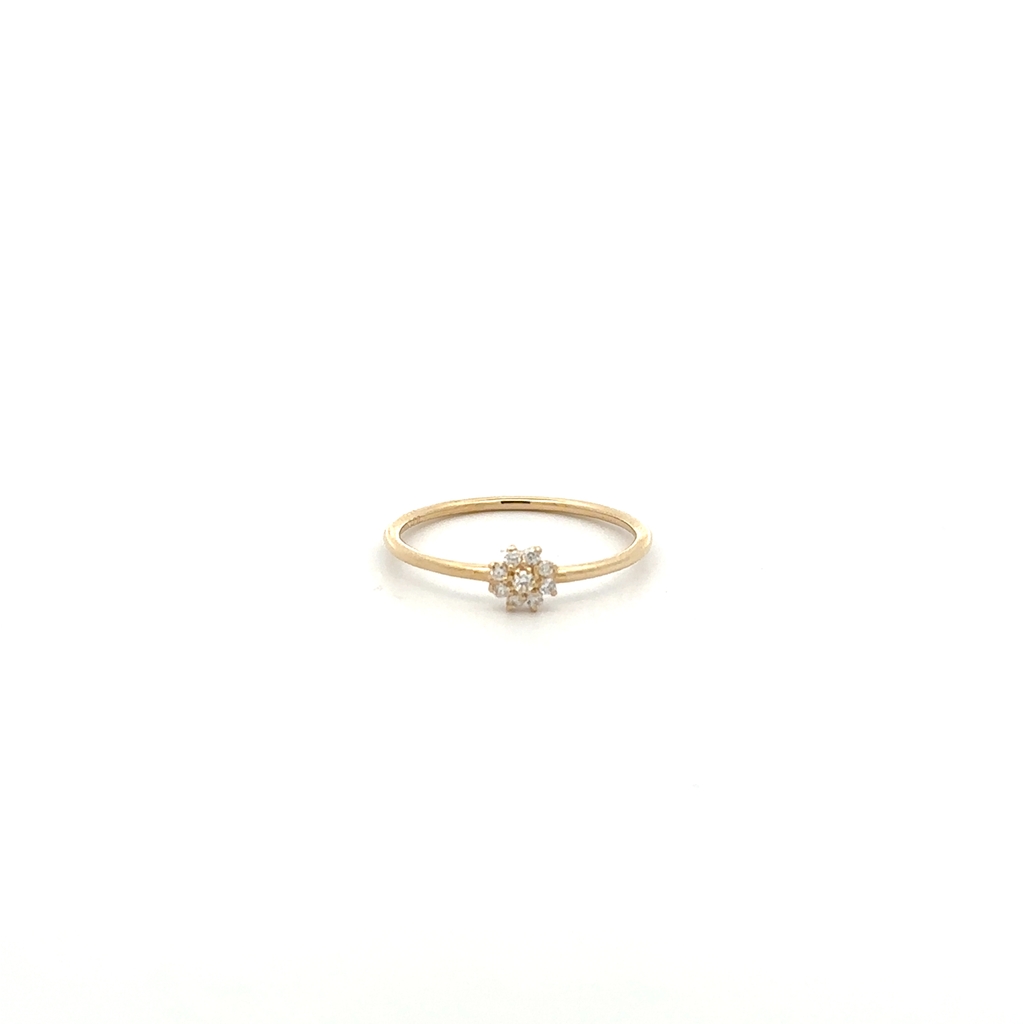 Bague fleur, or jaune 10 carats, 6 points de diamant total, SI/H - ST60030 - Pure Romance