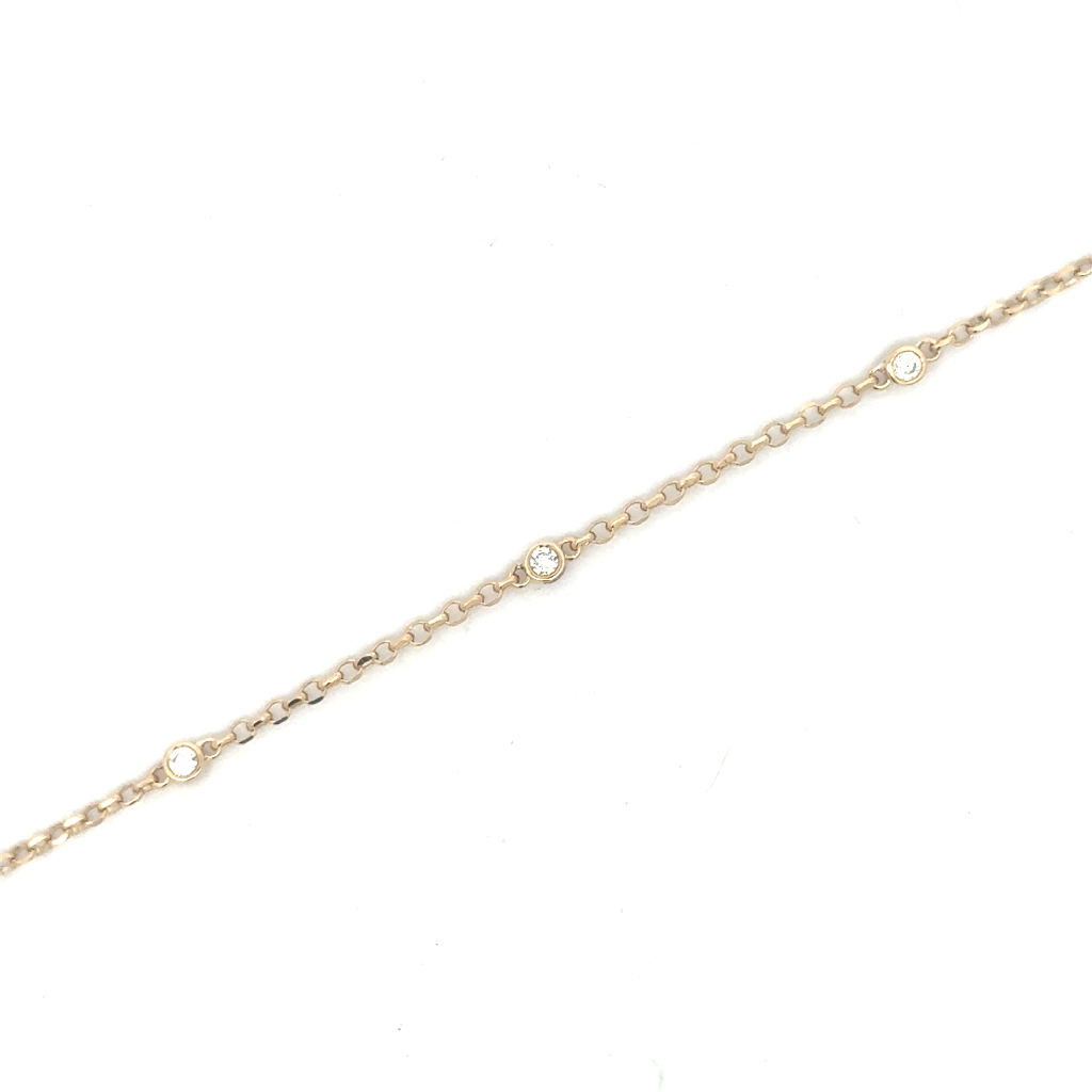 Bracelet or jaune 14 carats, 9 points de diamant total, SI/FG
