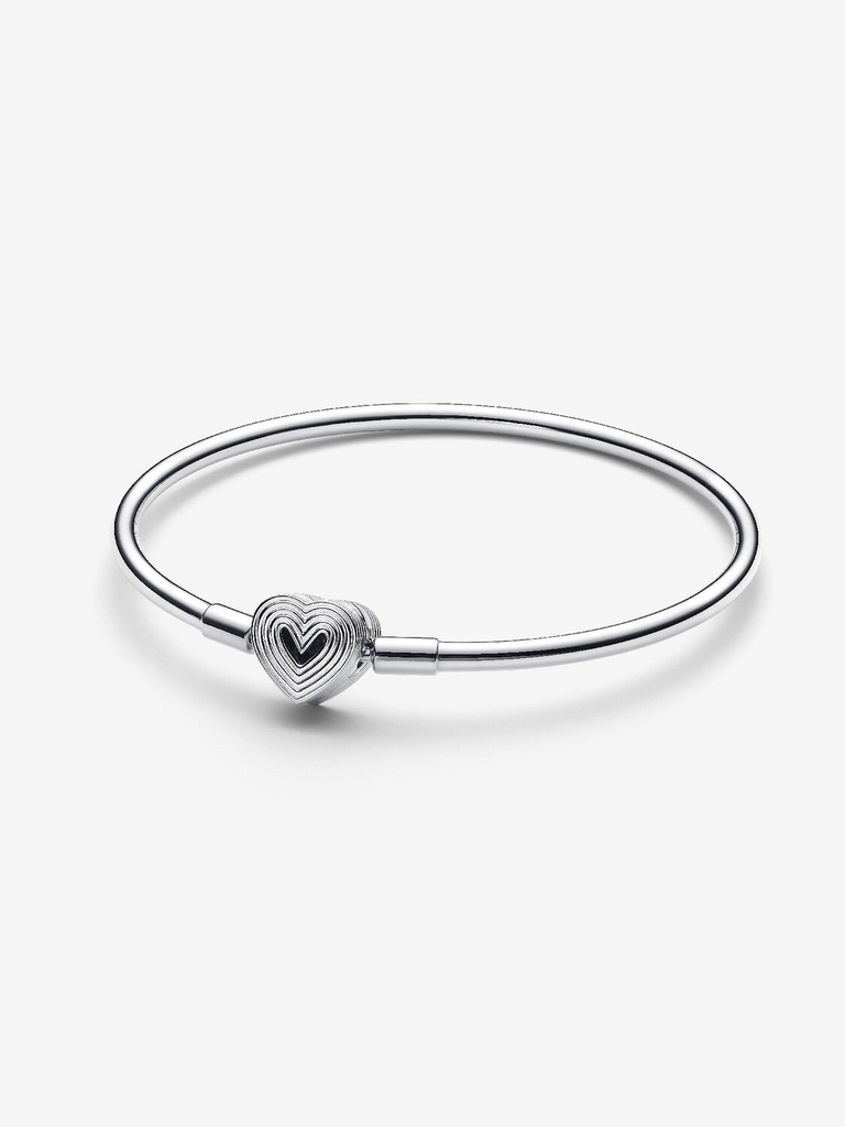 Bracelet rigide fermoir coeur rayonnant, argent - 593752C00-17 - Pandora