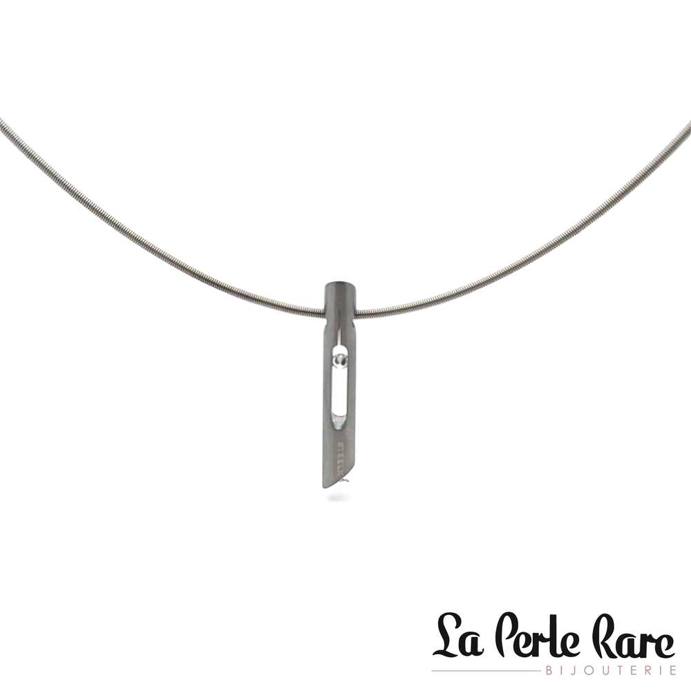 Collier acier inoxydable, diamant de 6 points - 173-P5CT06 - Steelx