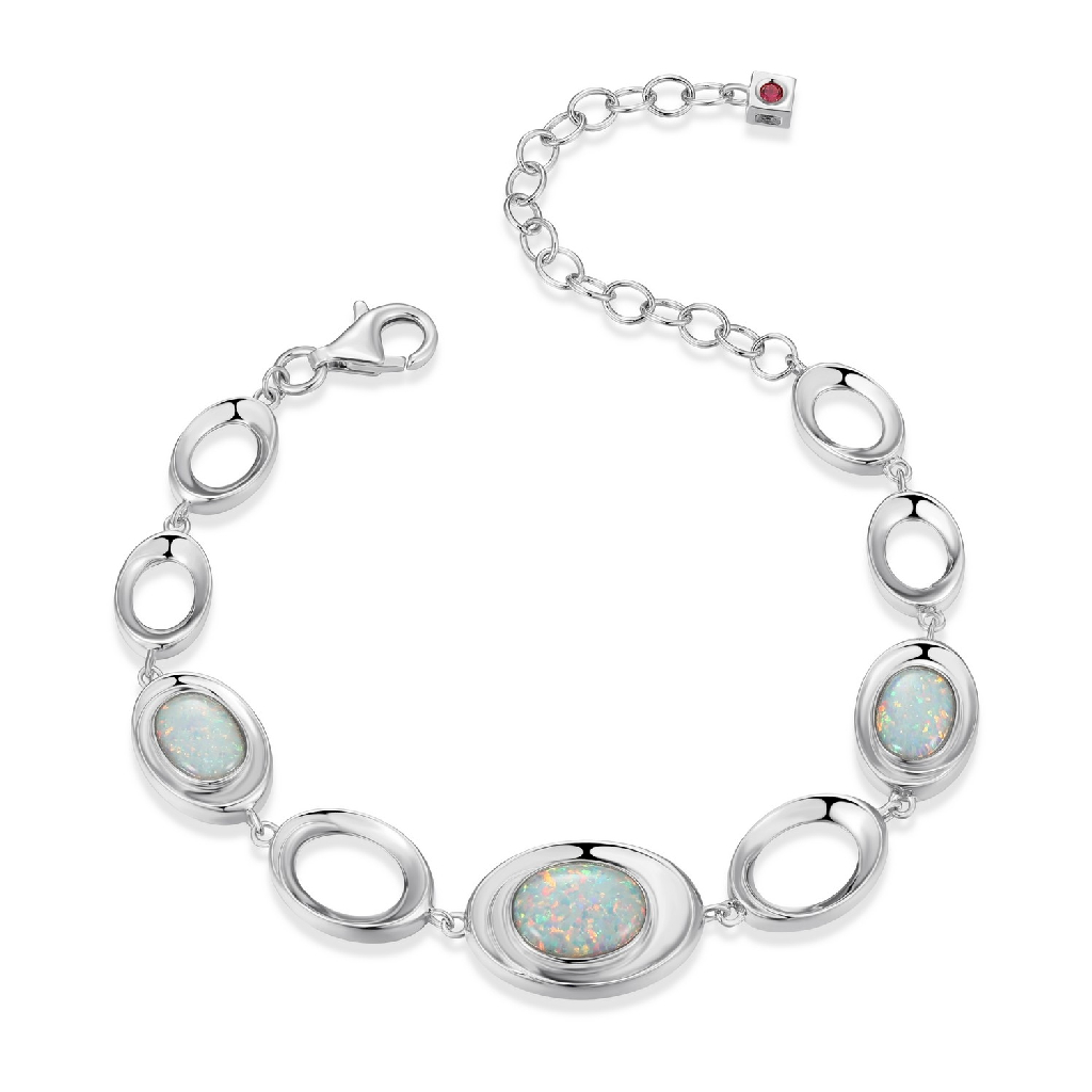 Bracelet argent rhodié, opales de laboratoire - R1LAPQ394P - Elle