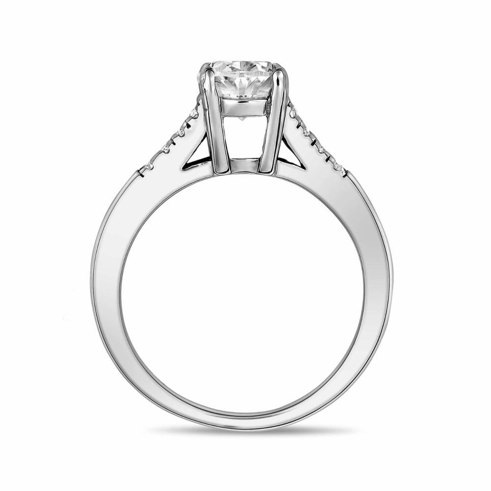 Bague solitaire acier, zircons - SSR11-6 - Arz Steel