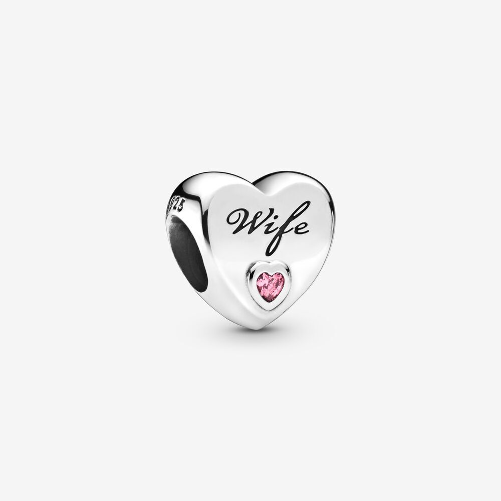 Bille coeur femme adorée, argent, zircons roses - 798249PCZ - Pandora