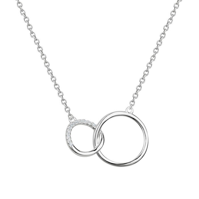 Collier cercles entrelacés, argent, zircons - N4620 - Création Gl