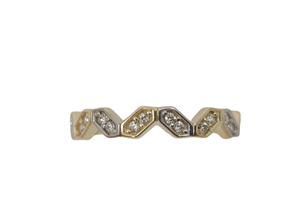 Bague or 2 tons (jaune/blanc), zircons Bague or 2 tons (jaune/blanc), zircons