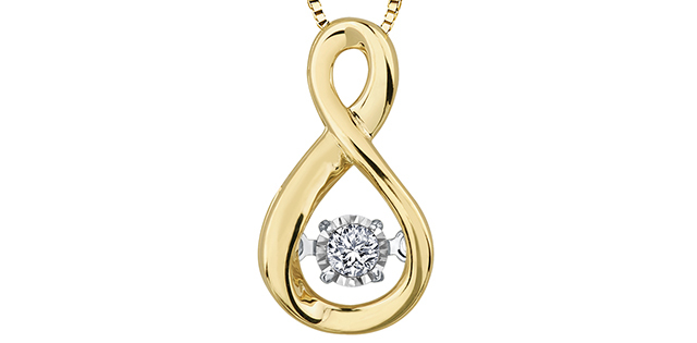 Pendentif or jaune 10 carats, diamant de 2 points - 20111 - Corona