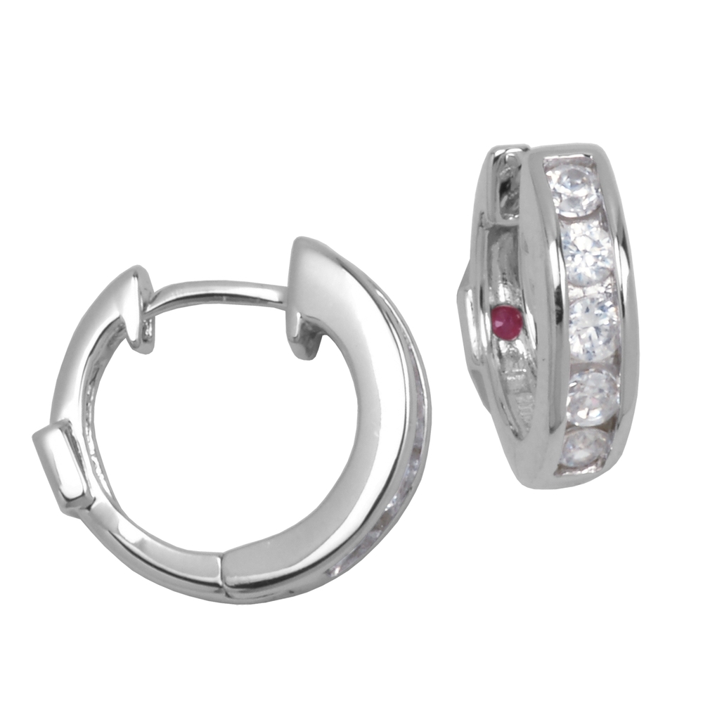 Anneaux argent sterling rhodié zircon incolore