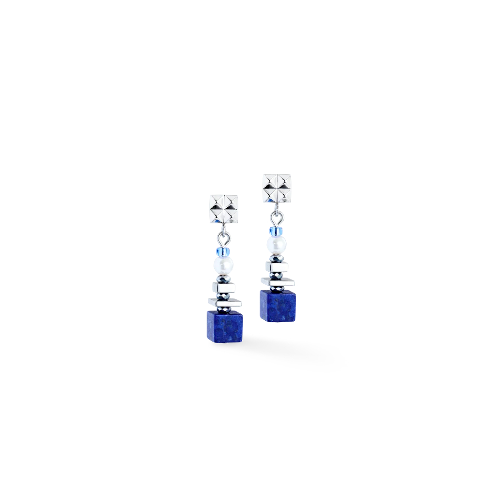Boucles d'oreilles pendantes acier inoxydable, verre, cristaux