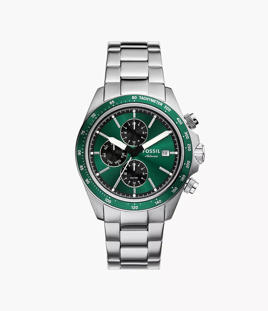 Montre acier inoxydable, fond vert - FS6127 - Fossil