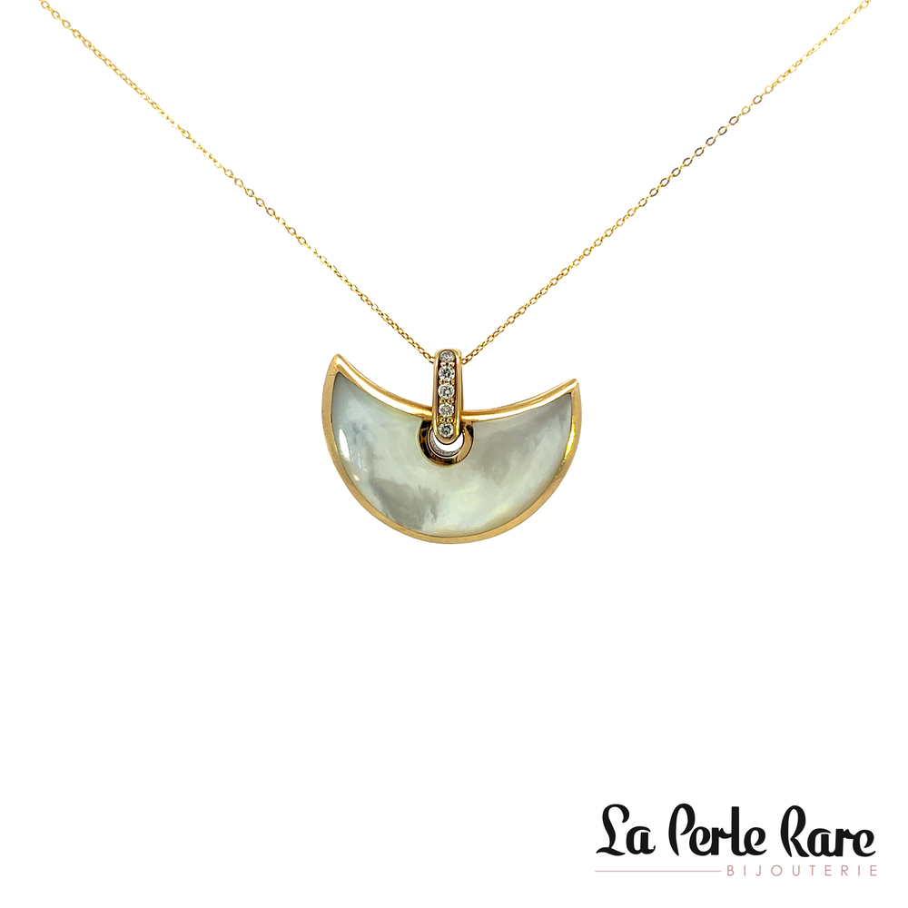 Pendentif or jaune 14k, nacre, 9 pts dia tot, ch 10k - 22562656 - Exclusivités