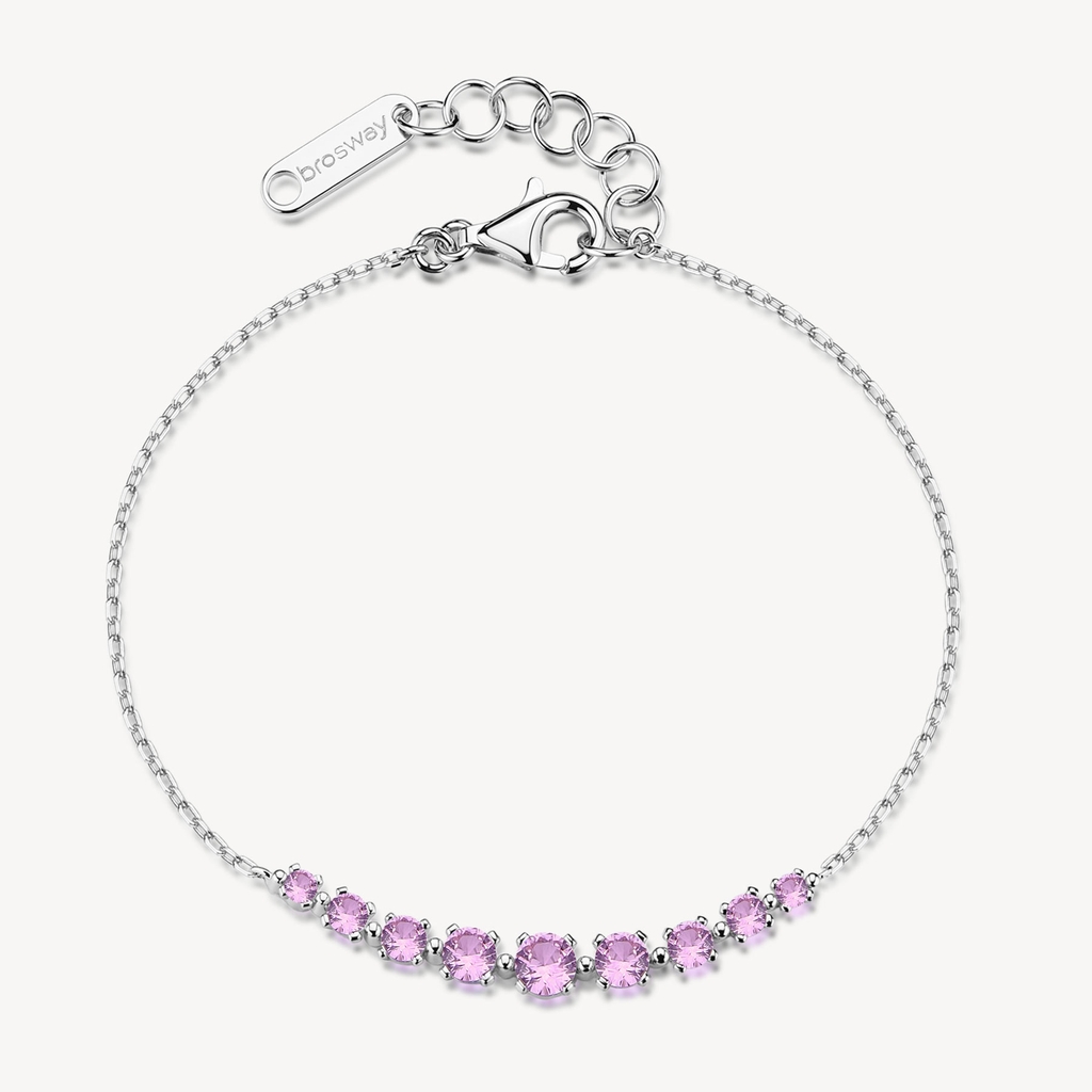 Bracelet argent finition rhodium, zircons roses - FVP118 - Brosway Italia