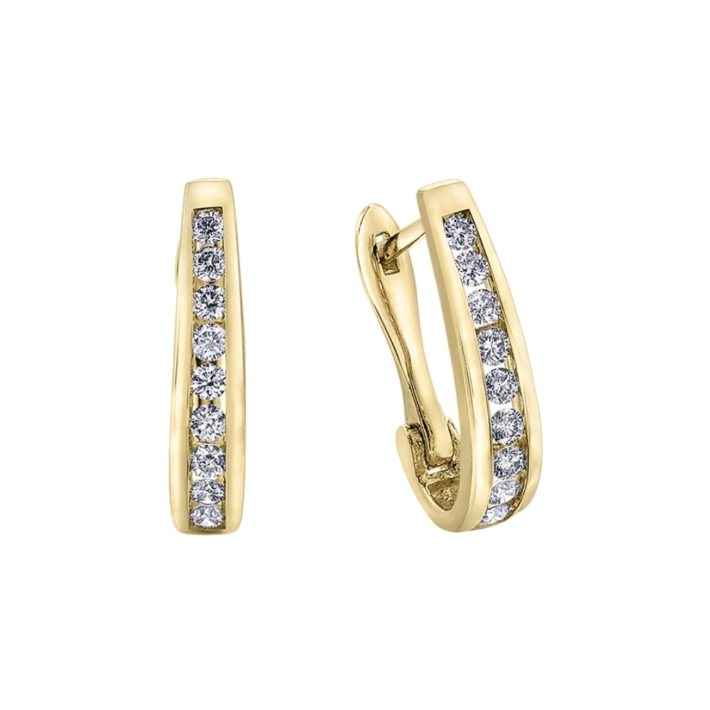Boucles d’oreilles anneaux en or jaune 10K avec 10 points de diamants - 20094 - Corona