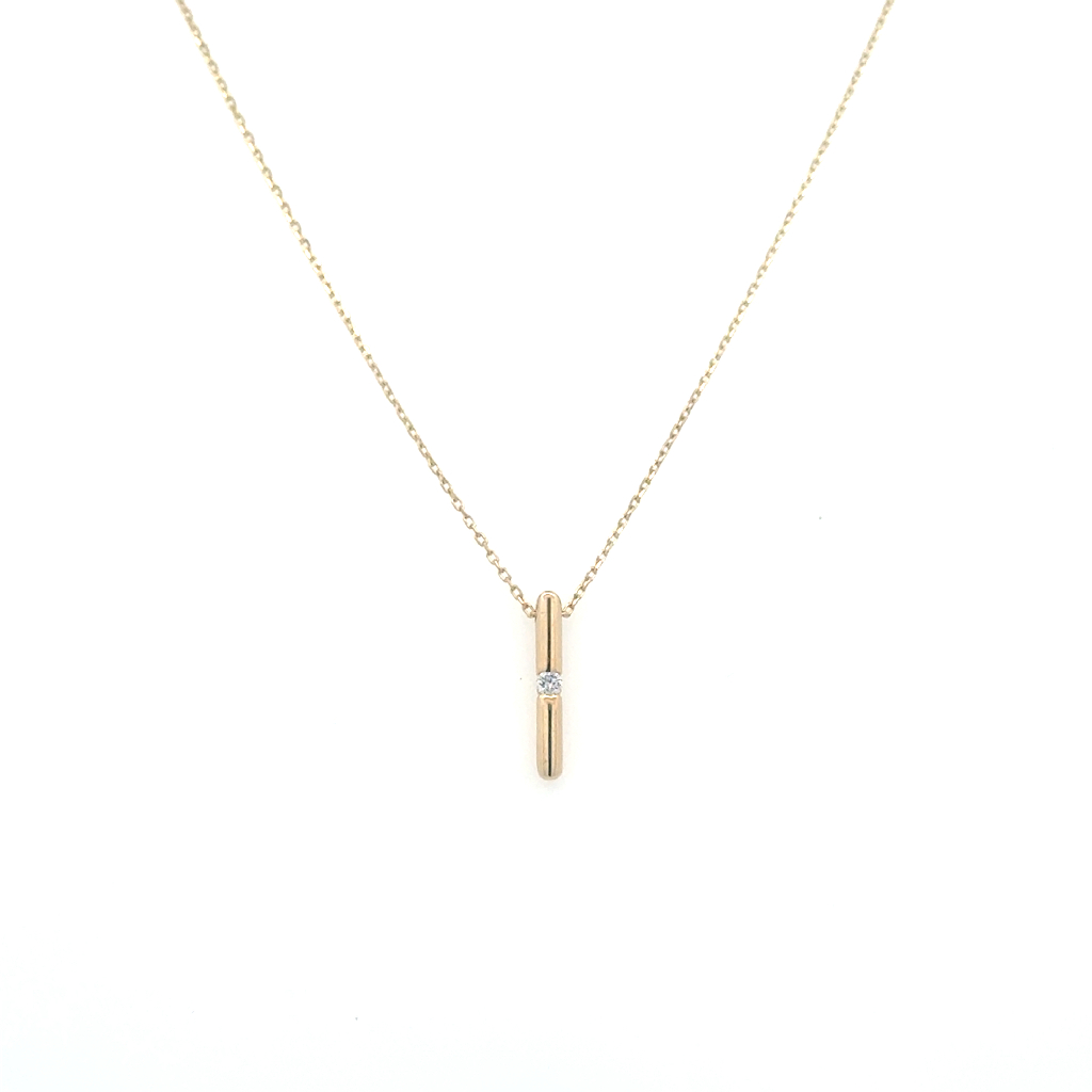 Collier or jaune 14 carats, diamant de 3 points, SI/FG