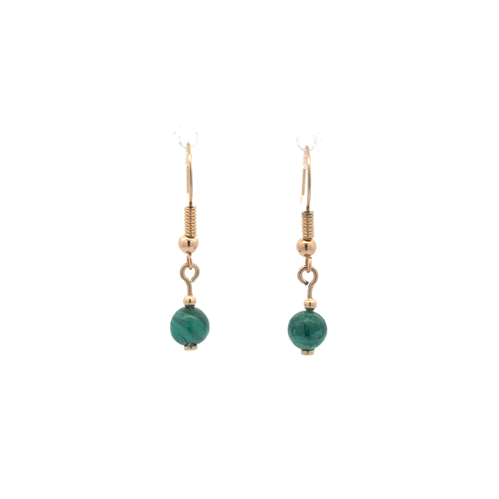 Boucles d'oreilles pendantes or jaune 14 carats, malachites Boucles d'oreilles pendantes or jaune 14 carats, malachites