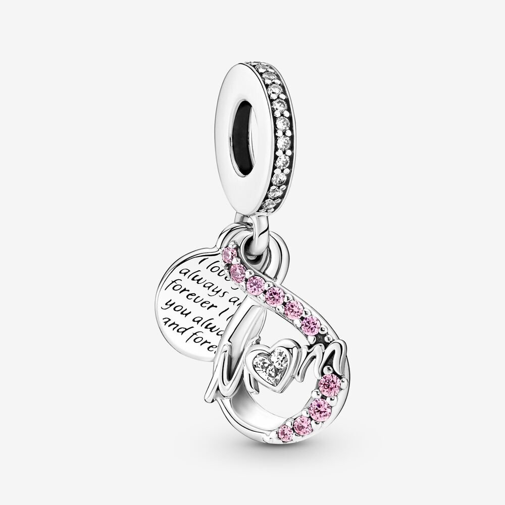 Bille maman et pavé infini, argent, zircons roses/incolores - 791468C01 - Pandora