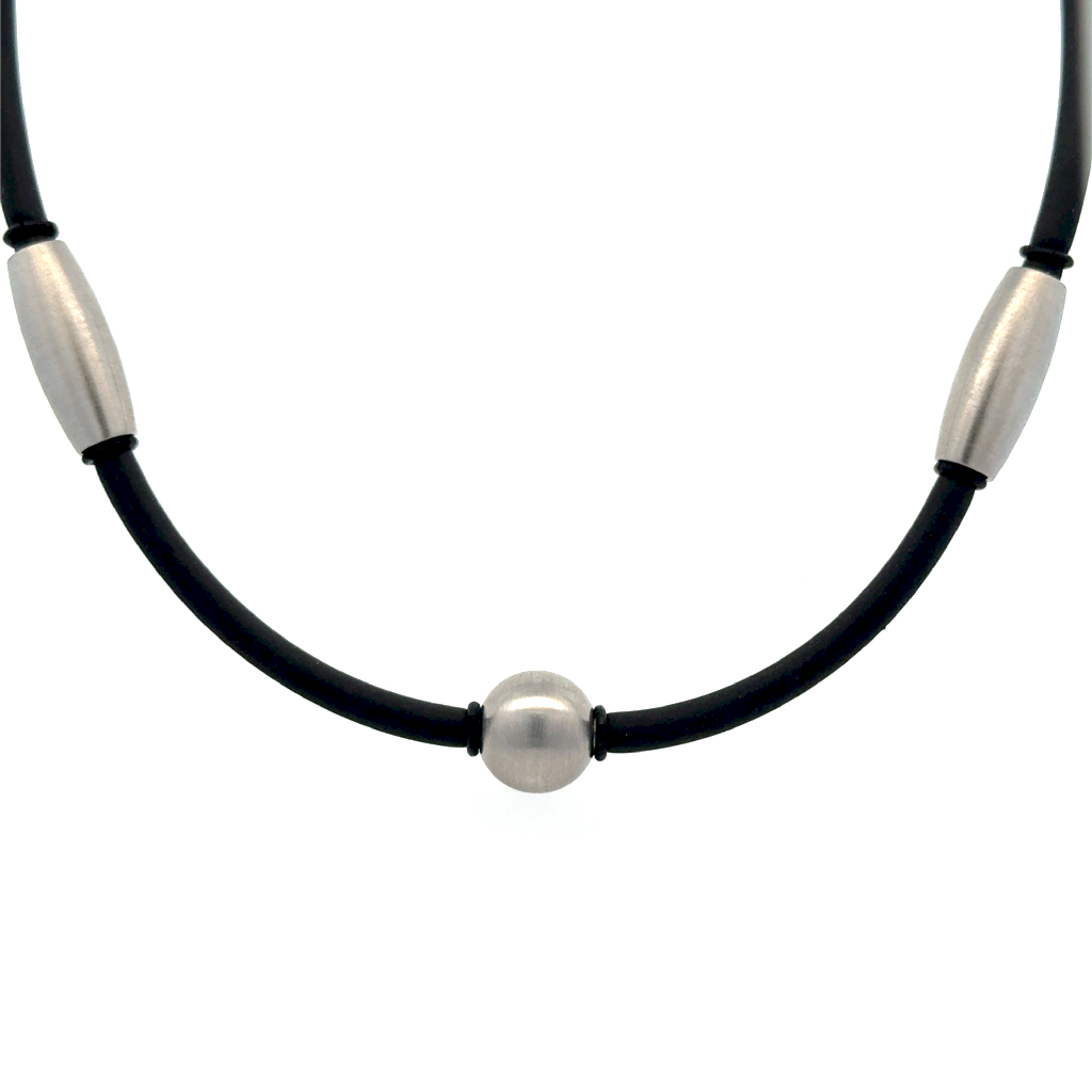 Collier acier inoxydable, silicone noir
