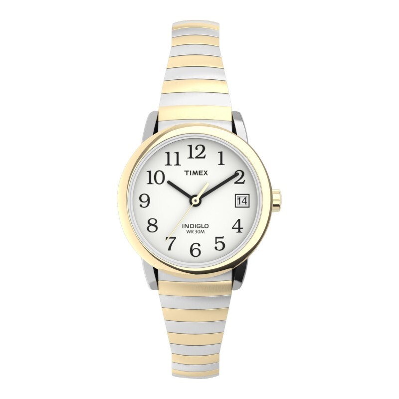 Montre extensible, métal 2 tons (blanc/jaune), fond blanc - TW2U79100GP - Timex