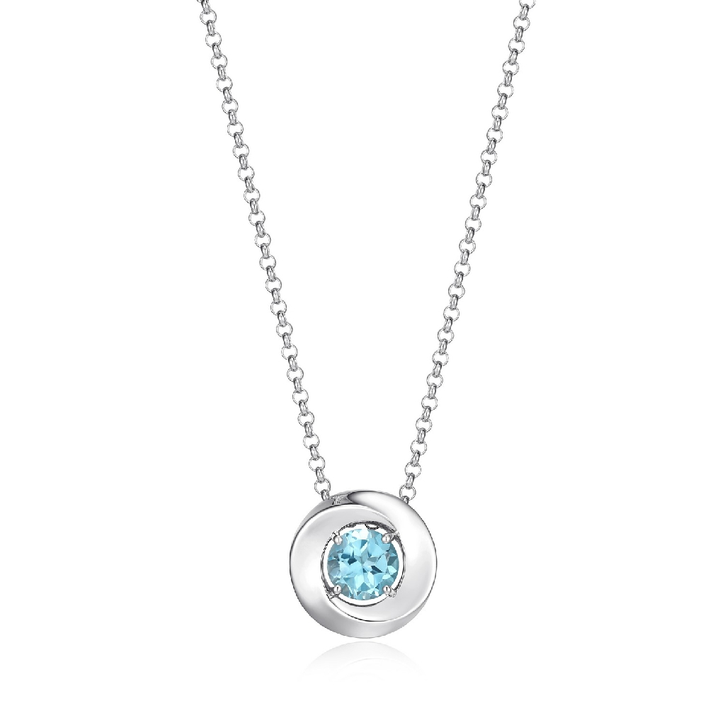 Collier argent rhodié, topaze bleue - R0LBYR1246 - Elle