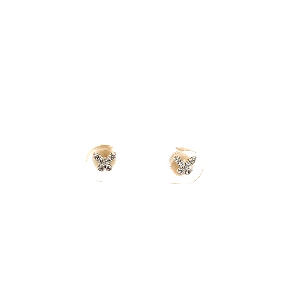 Boucles d'oreilles fixes vissées, papillons, or jaune 10 carats, 8 points de diamant de laboratoire total, VS/EF, certificat - LGE46446-08 - Exclusivités