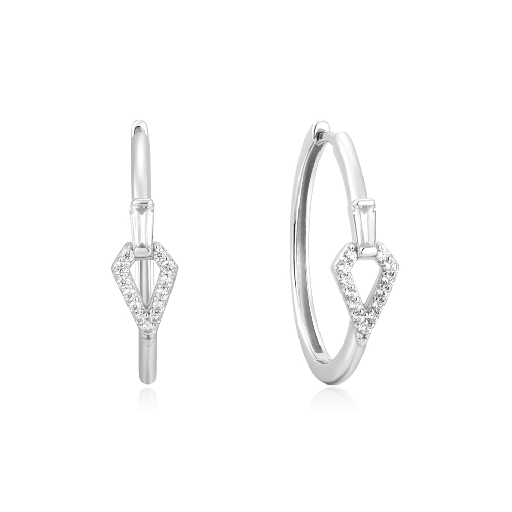 Anneaux de type huggies argent rhodié, zircons - E059-17H - Ania Haie