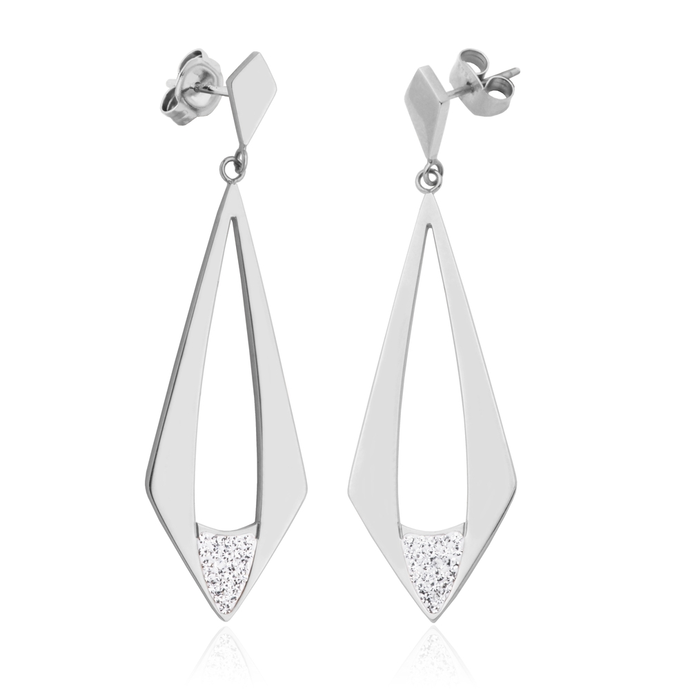 Bo pendantes acier, zircons Bo pendantes acier, zircons