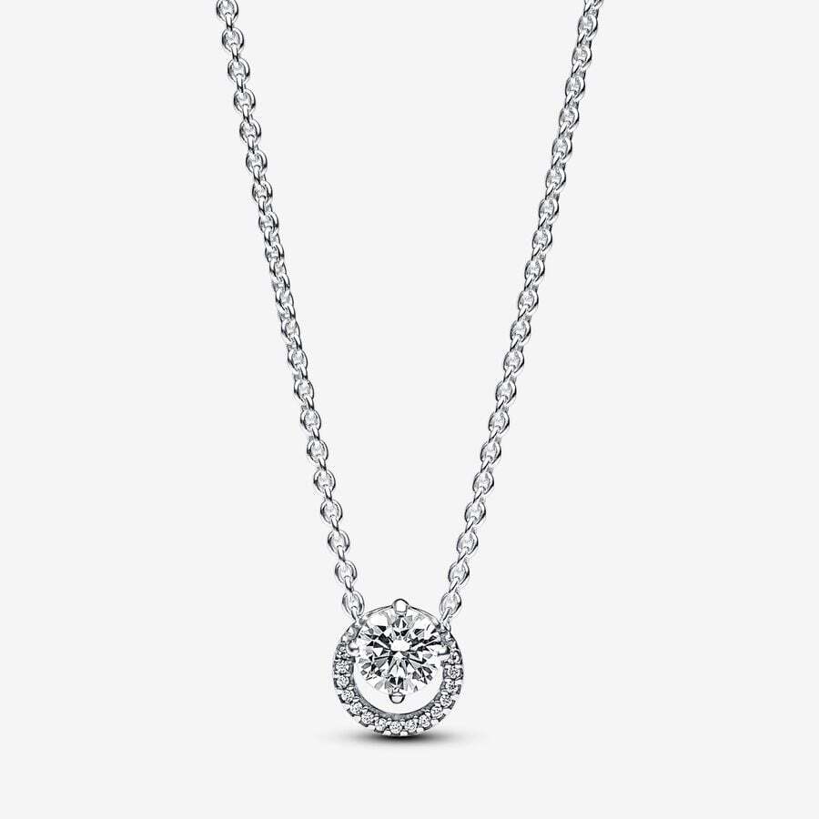 Collier halo rond, argent, zircons - 391174C01-45 - Pandora