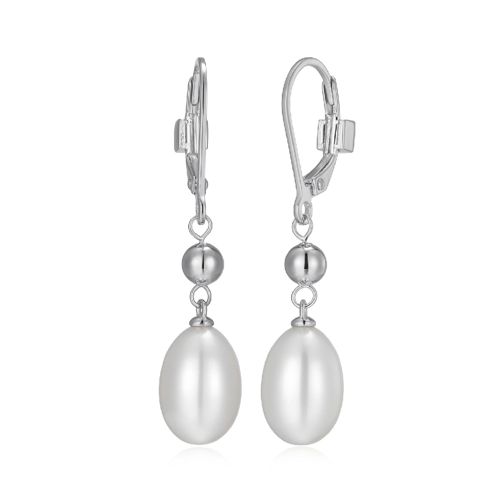 Boucles d'oreilles pendantes argent rhodié, perles - R2LCU74503 - Elle