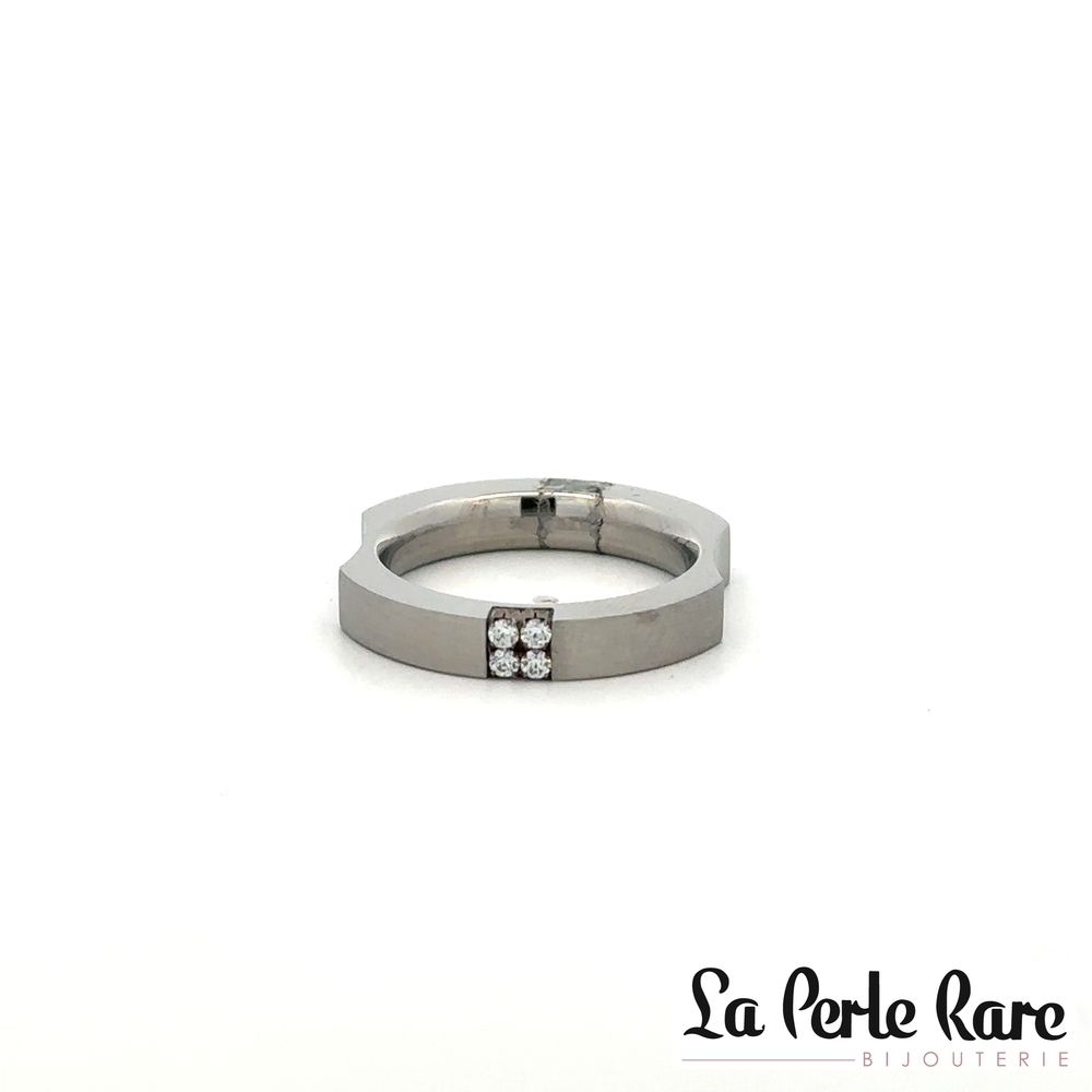 Bague acier inoxydable, zircons incolores - 170-R354-5.5 - Steelx