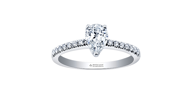 Bague or blanc 14 carats, 56 points de diamant canadien total, SI1/D, certificat - 30508WG55-18 - Corona