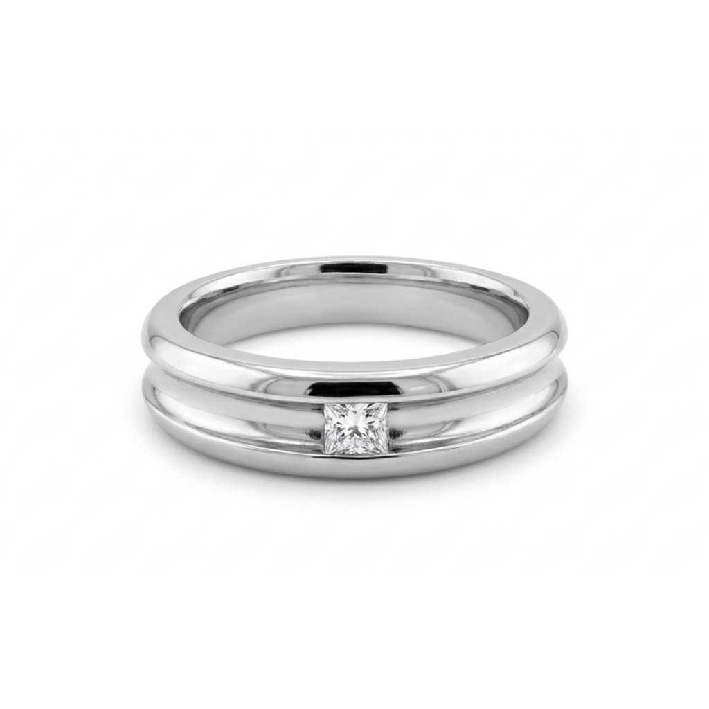 Band, 10K white gold, 12 diamond points