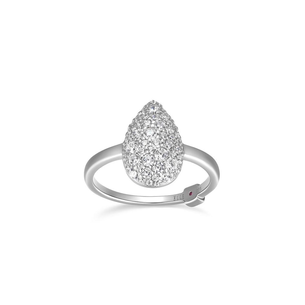 Bague argent rhodié, zircons - R4LAFL00A8 - Elle