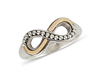 Bague infini, argent, or jaune - TB707GF-6.5 - L'aventurine