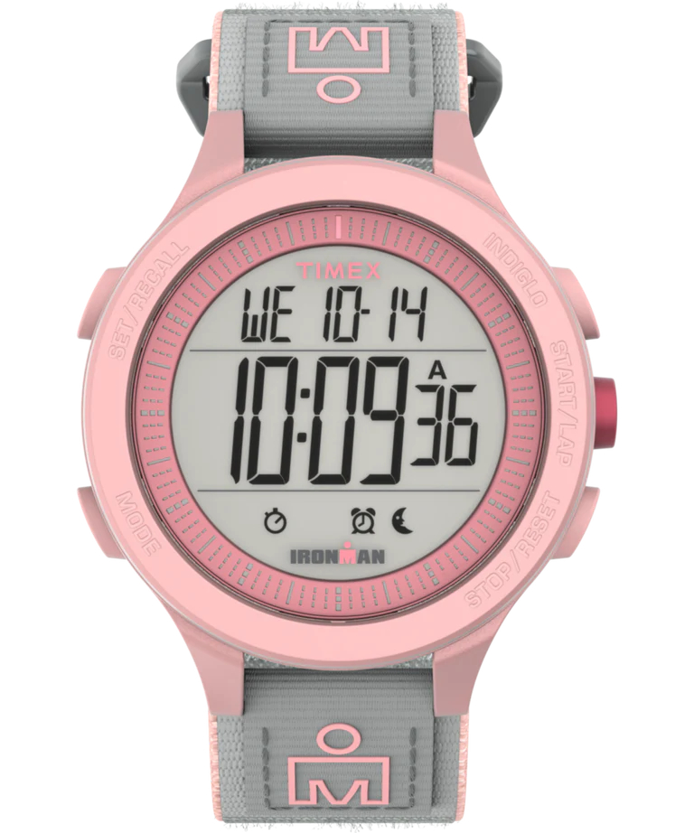 Montre Ironman, nylon velcro gris et rose, plastique rose - TW5M64200GP - Timex