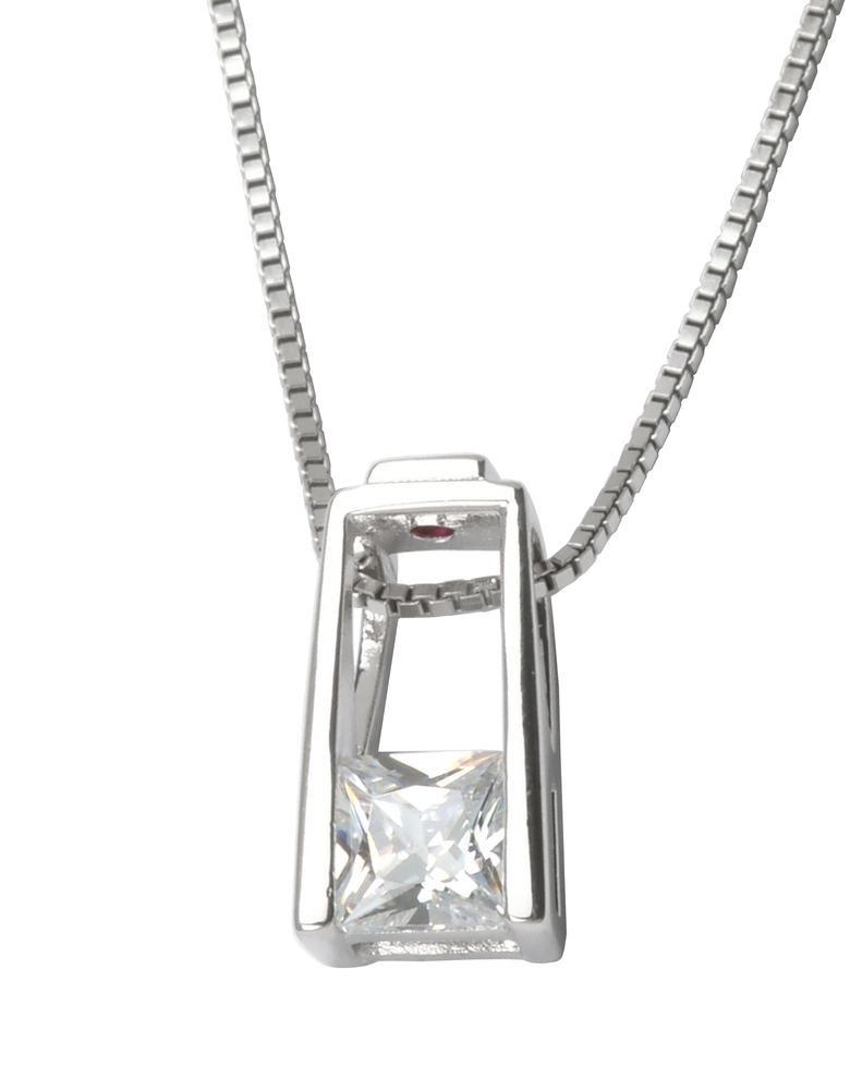 Pendentif argent rhodié, zircon incolore - 63L0030032 - Elle