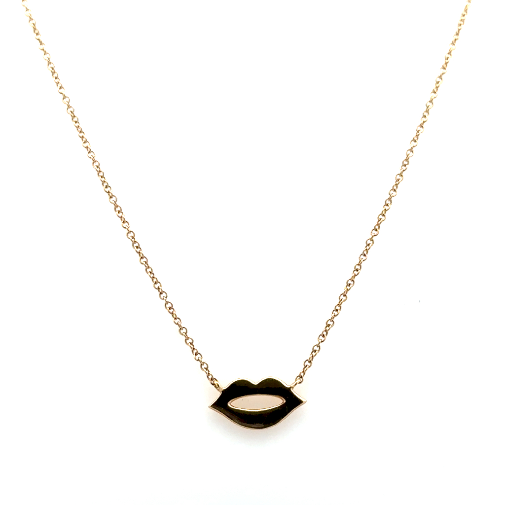 Collier en forme de lèvres, or jaune 14 carats - 137922-J - Majolie