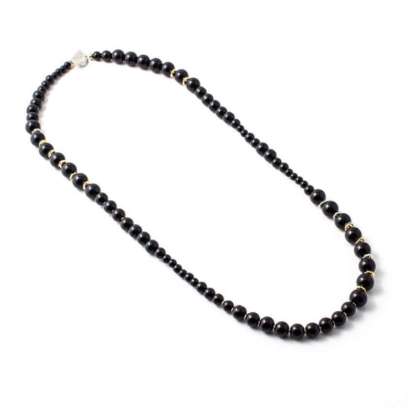 Collier étain doré, onyx - RUOM-ONYX - Anne-marie Chagnon