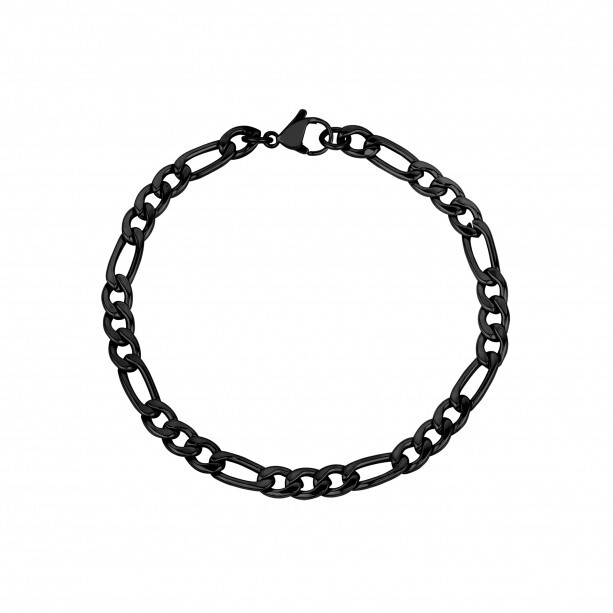 Bracelet figaro, acier noir