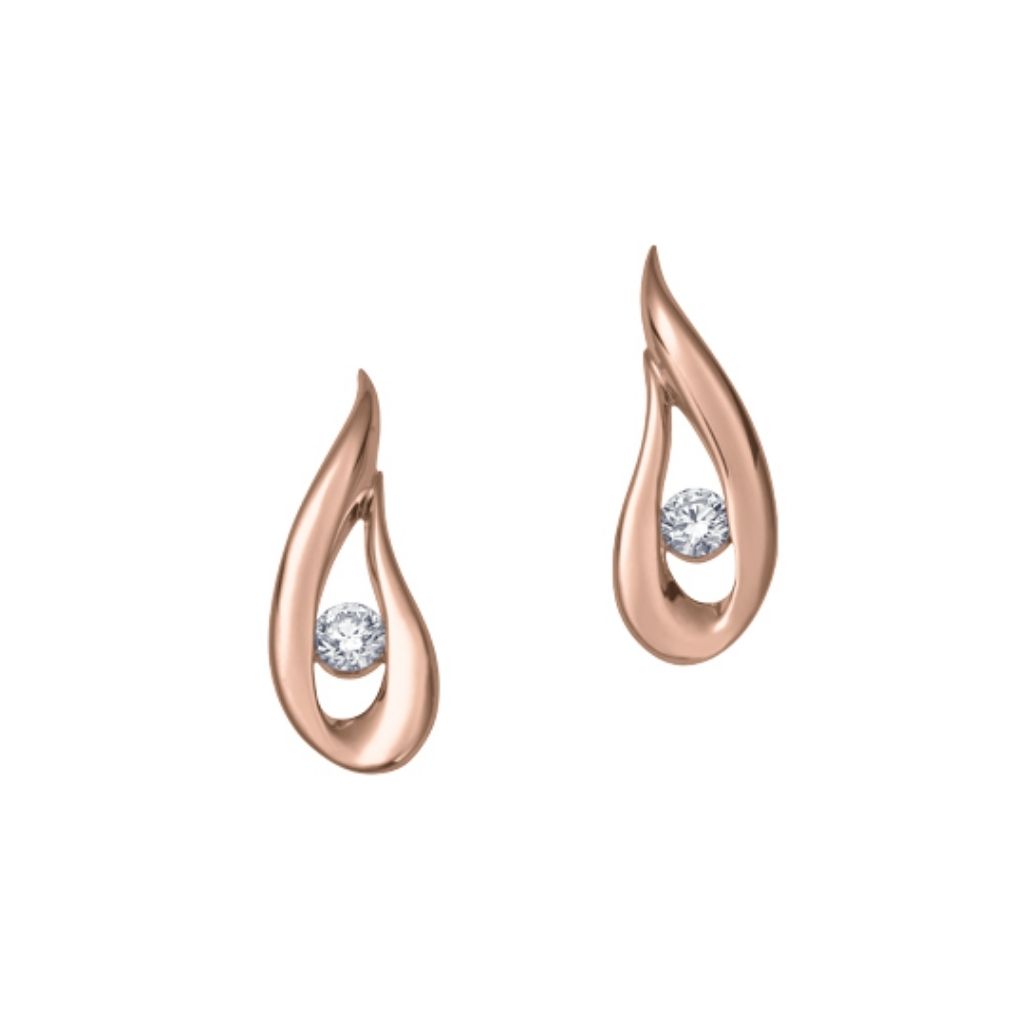 Boucles d’oreilles deux tons rose avec 7 points de diamant canadien certifié - ML242RW14 - Corona