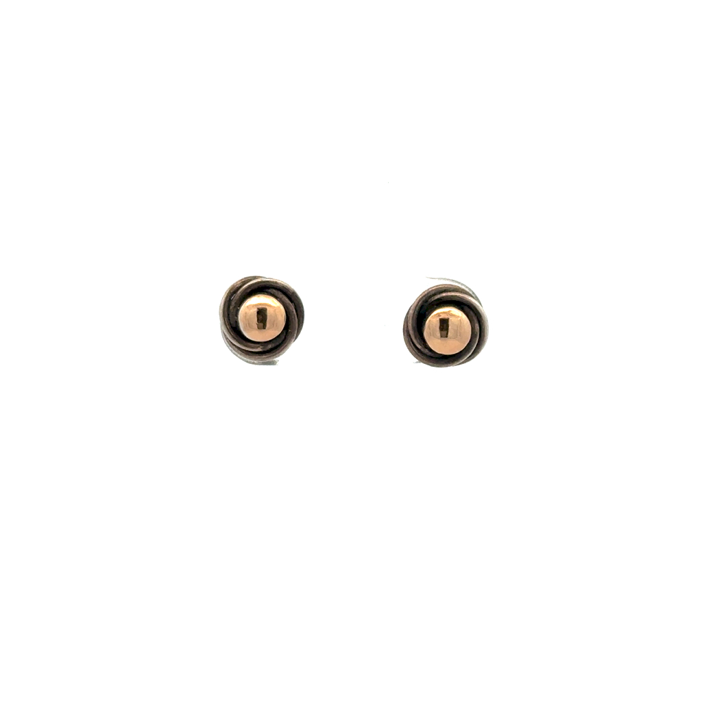 Boucles d'oreilles fixes argent, finition or jaune 18 carats