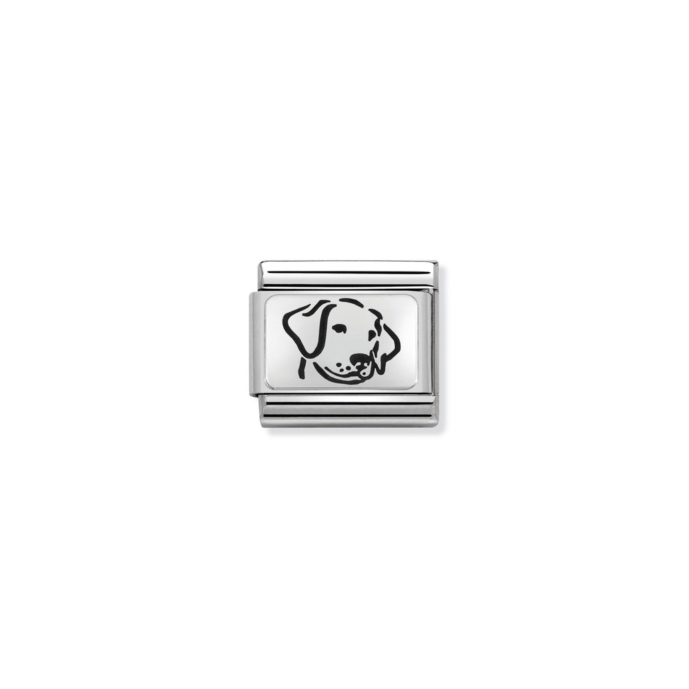Maille classique chien, acier inoxydable, argent, émail noir - 33010906 - NOMINATION