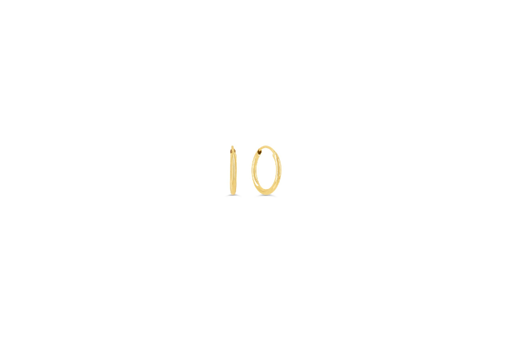 10 mm plain yellow gold hoop earrings