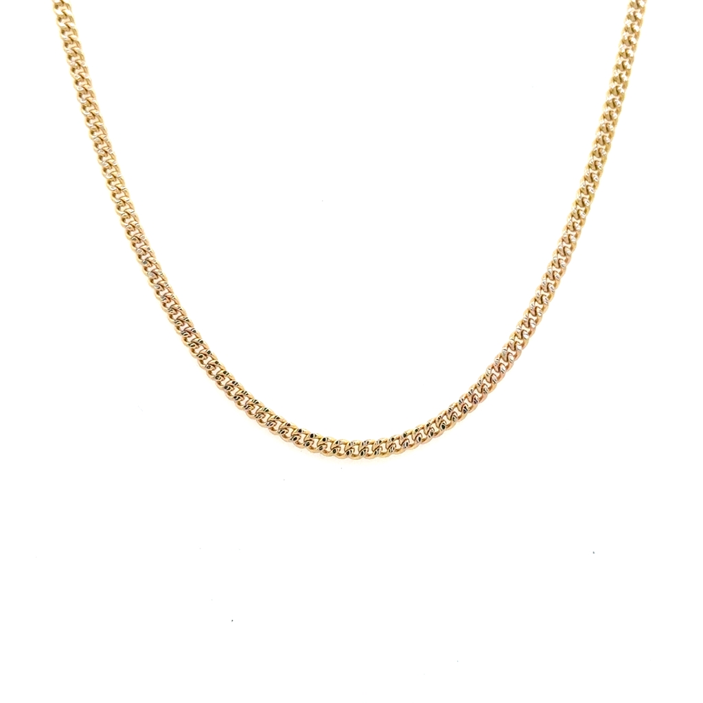 Chaîne gourmette, or 2 tons (jaune et blanc) 10 carats