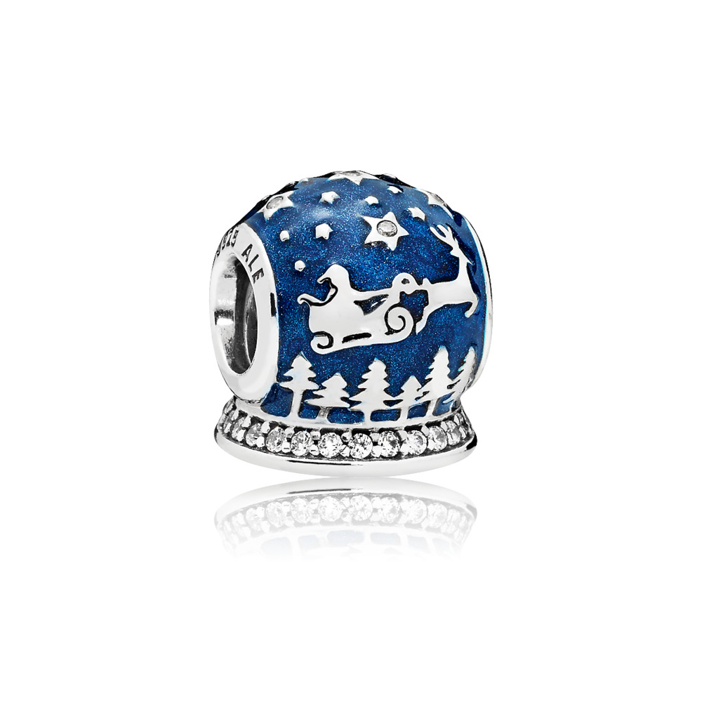 Bille soir de Noël, argent, émail bleu de minuit, zircons incolores Bille soir de Noël, argent, émail bleu de minuit, zircons incolores