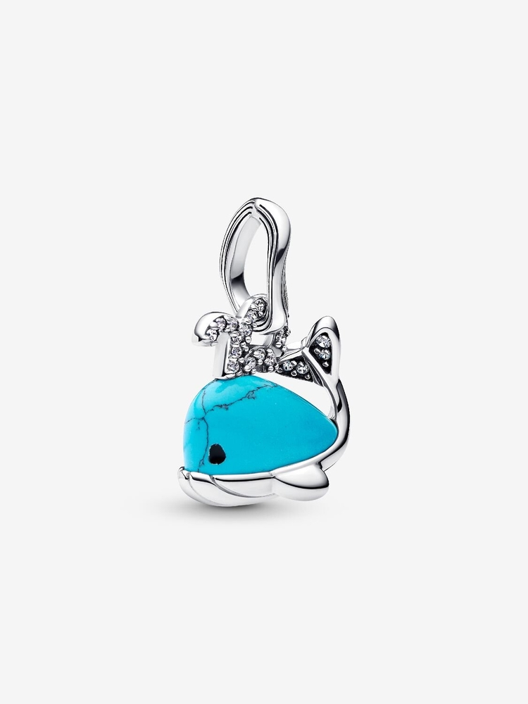 Bille baleine, argent, zircons incolores, imitation de turquoise, émail noir - 793822C01 - Pandora